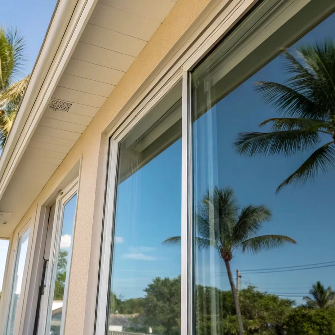 Horizontal rolling impact windows on a contemporary property